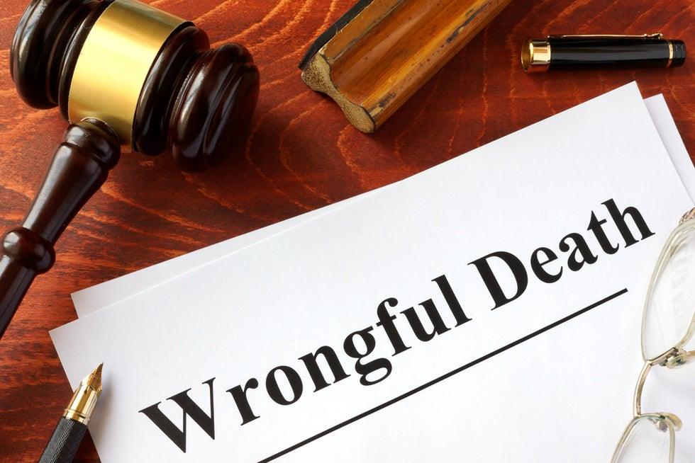 Wrongful death on paper with gavel